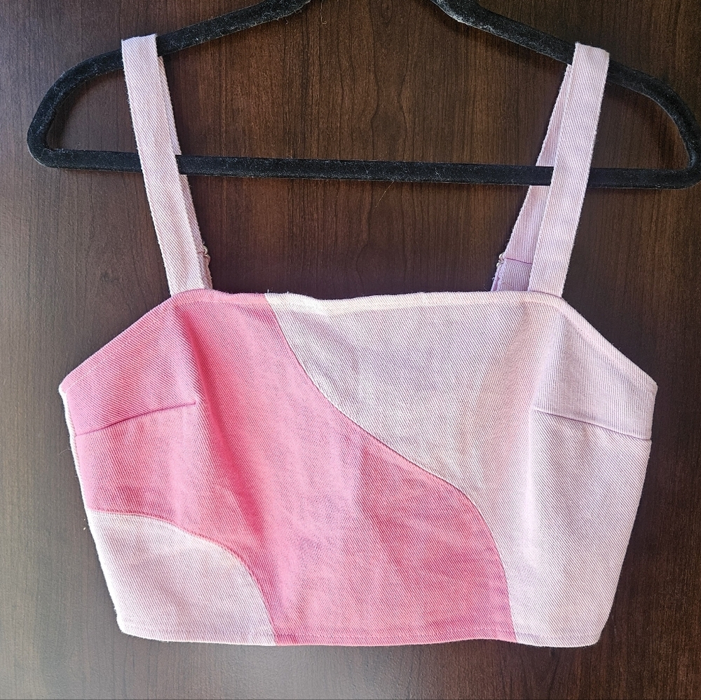 Papermoon Pink Zippered Crop Top Size Medium